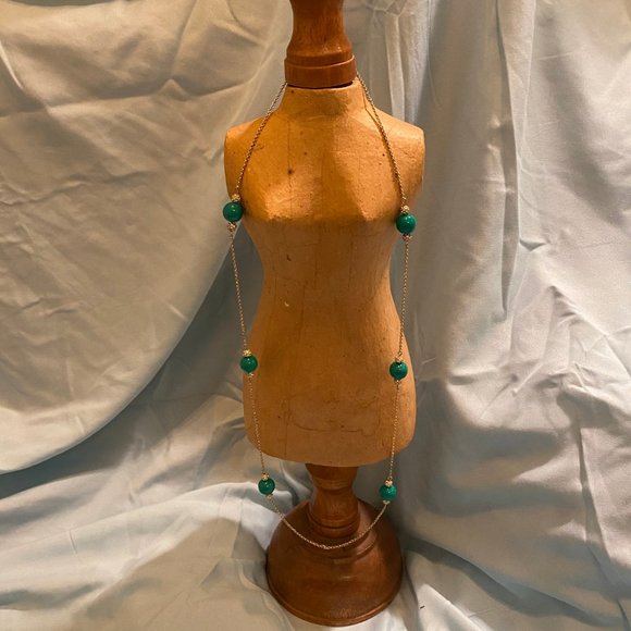 Ann Taylor Beaded Jade Green and Crystal Necklace - Picture 9 of 10